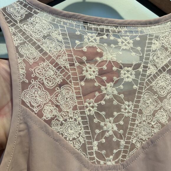 American Eagle Top Small Primrose Pink Lace Peplum Sheer Mesh Fairy Coquette - Picture 7 of 14